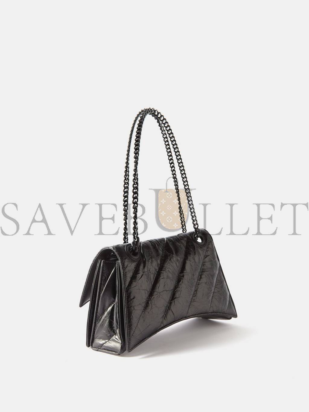 BALENCIAGA BLACK CRUSH S QUILTED CREASED-LEATHER SHOULDER BAG MATCHESFASHION US (25.5*15*6.4cm)