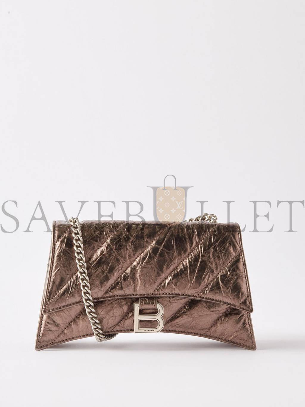 BALENCIAGA BROWN CRUSH QUILTED METALLIC CREASED-LEATHER WALLET  MATCHESFASHION US (25*12.1*7.1cm)