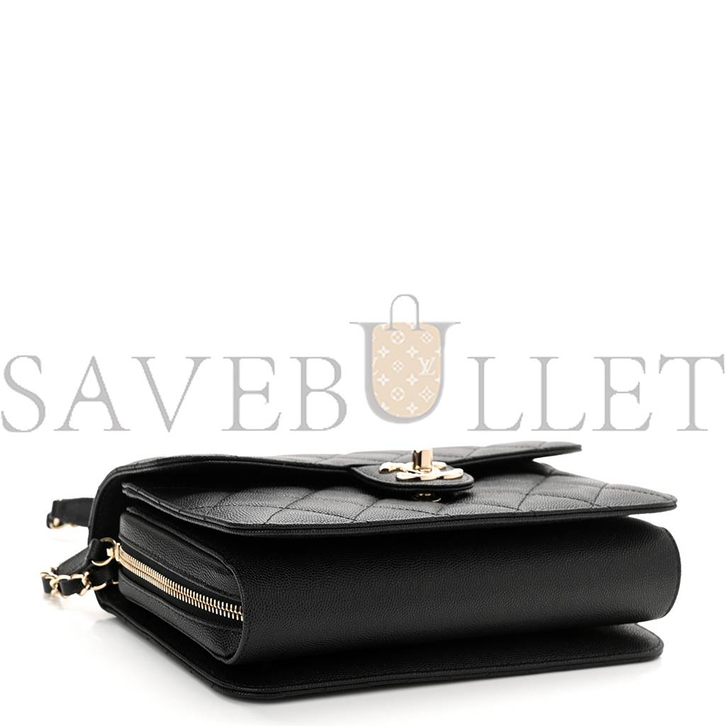 CHANEL CAVIAR QUILTED LARGE LIKE A WALLET FLAP BLACK ROSE GOLD HARDWARE (22*16*8cm)
