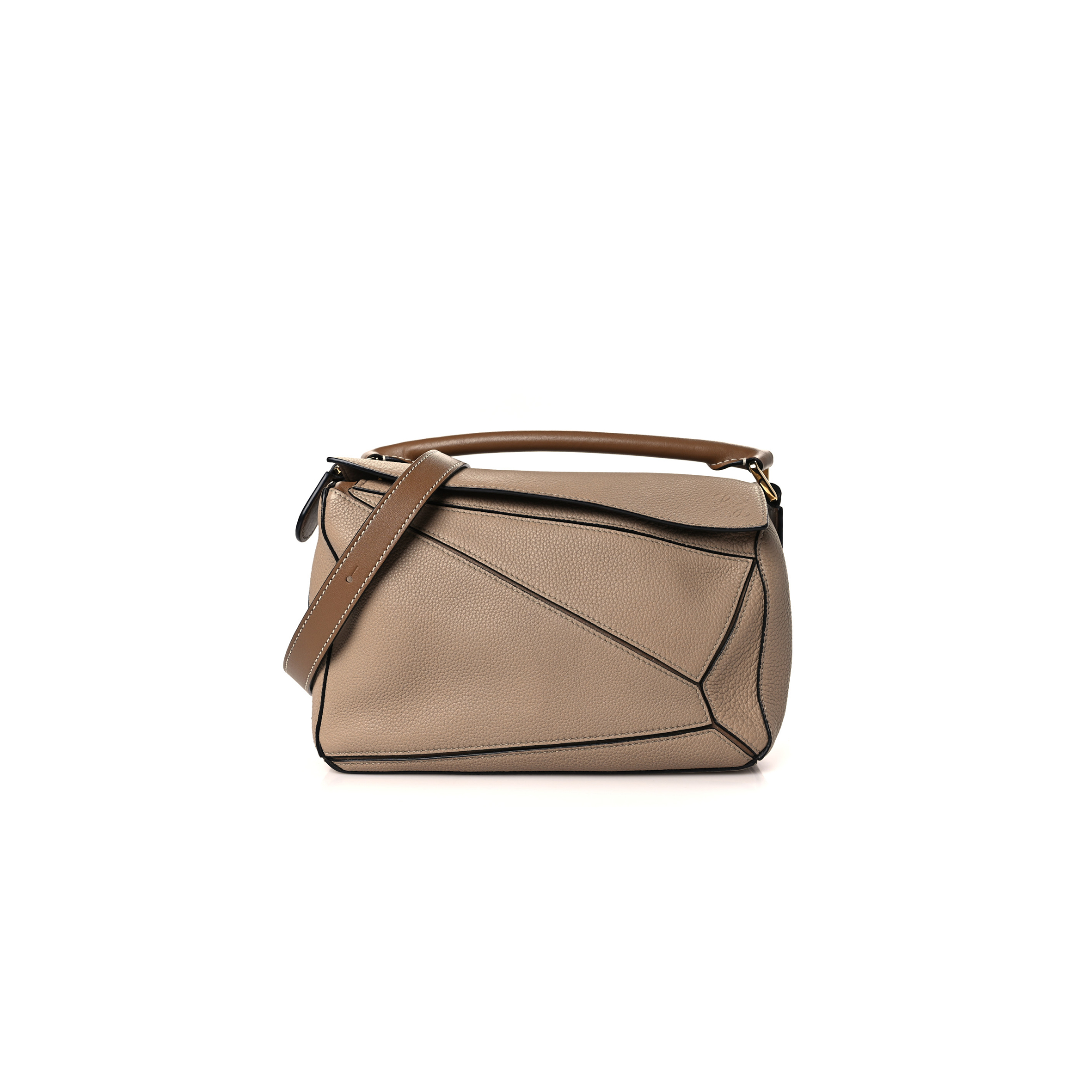 LOEWE GRAINED CALFSKIN SMALL PUZZLE BAG SAND MINK (24*15*10cm)