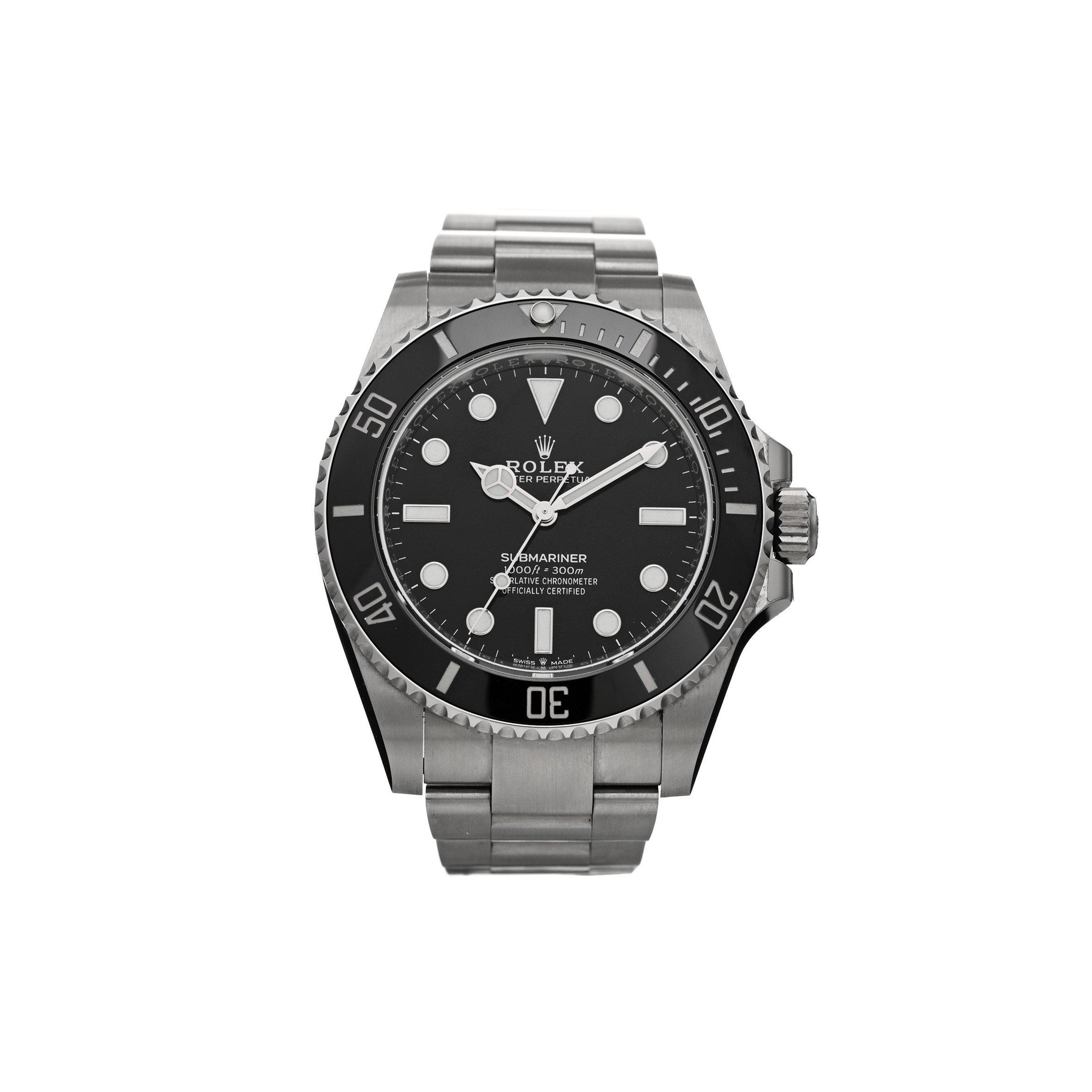 ROLEX STAINLESS STEEL 41MM OYSTER PERPETUAL SUBMARINER WATCH BLACK 124060