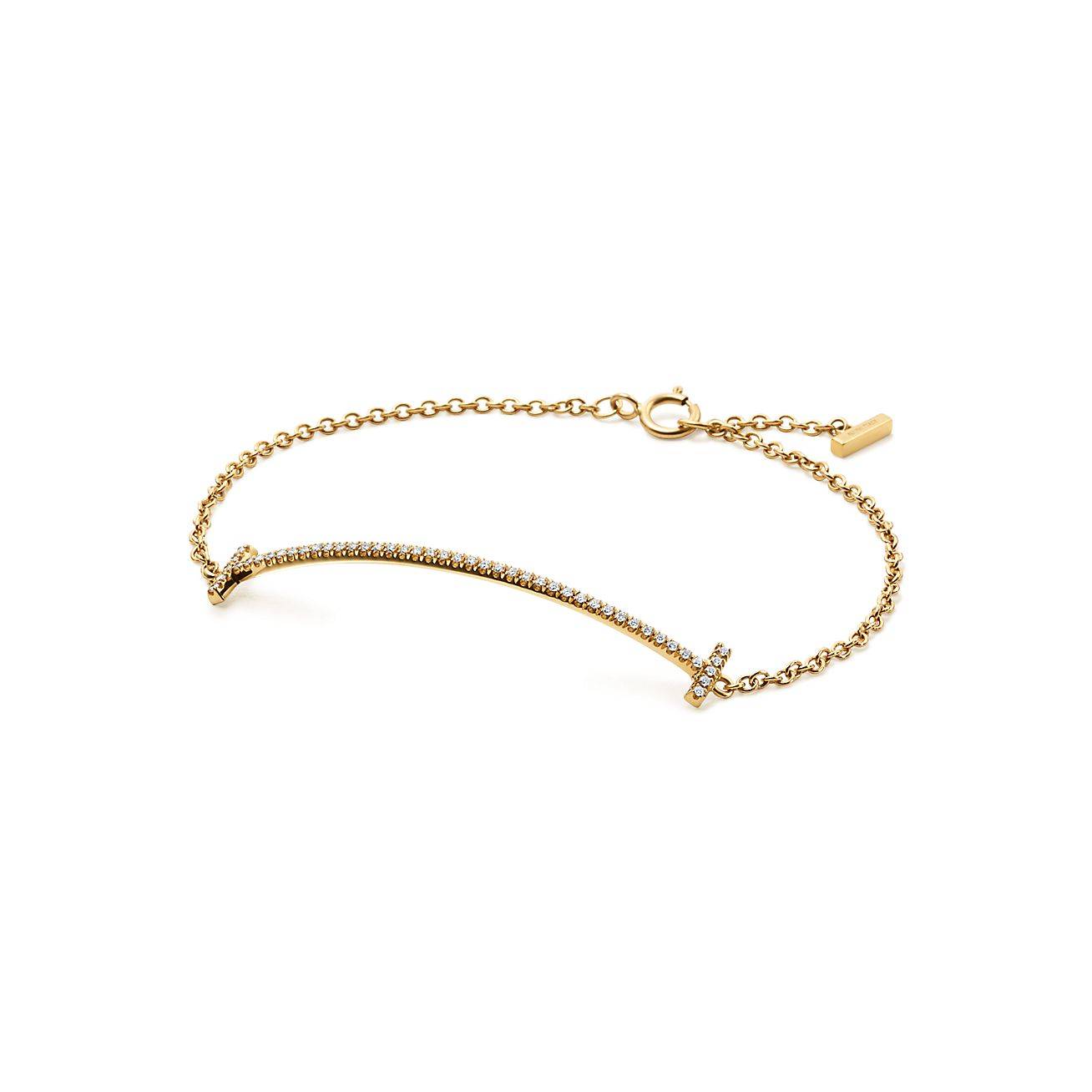 TIFFANY T SMILE BRACELET IN YELLOW GOLD WITH DIAMONDS
